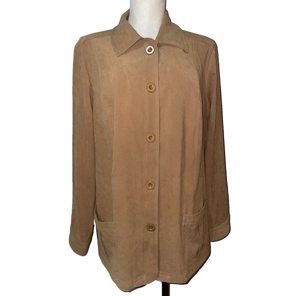 Appleseed’s Women’s Vintage Faux Suede Shirt Jacket Shacket size 18W Minimalist - Picture 1 of 9